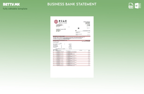Модерен стил Изјава за претпријатие на Банката на Кина Шаблон за Word и PDF